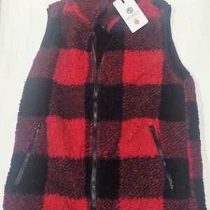 Merokeety Red and Black Checkered Vest